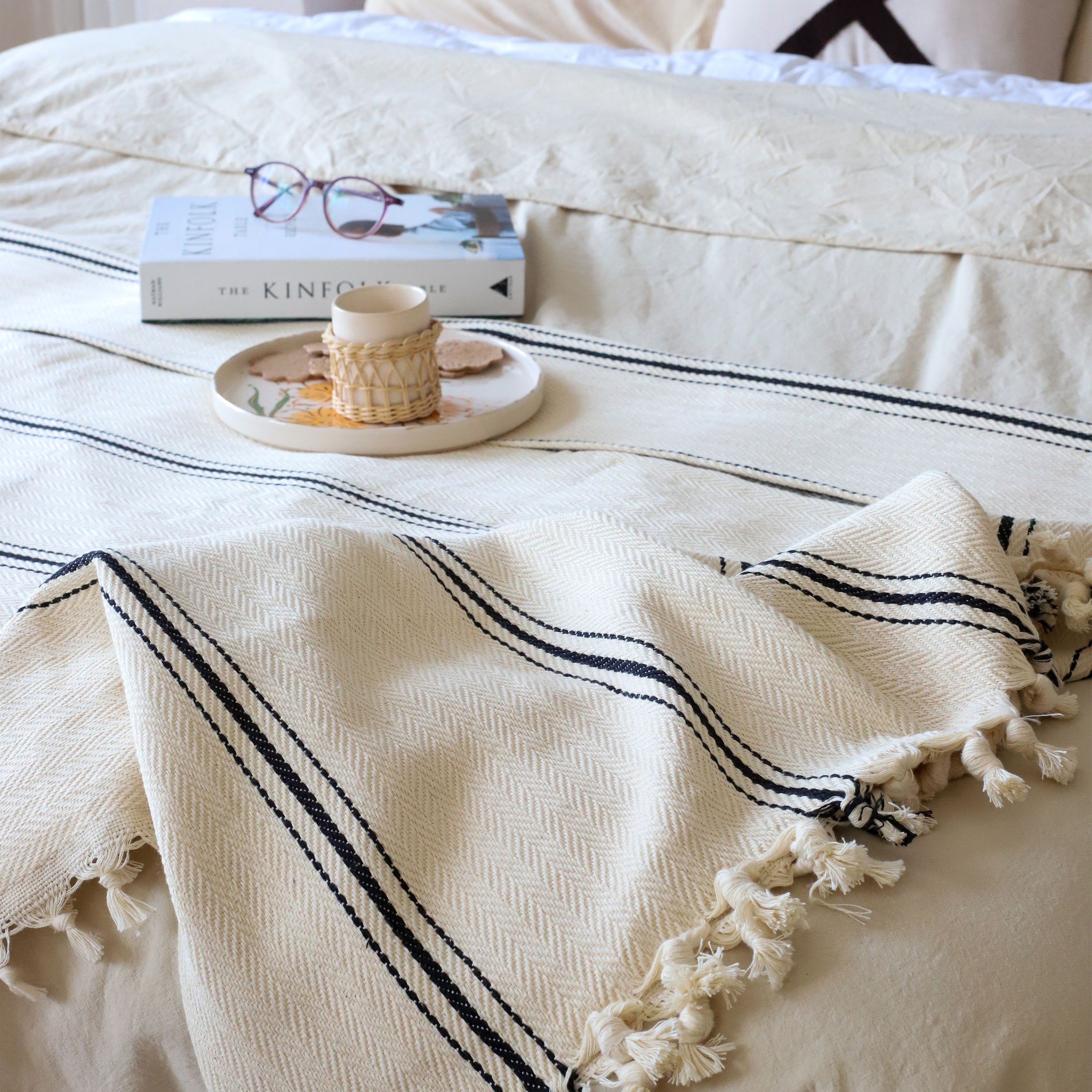 Soft Boho Blanket |  100% Turkish Cotton 2x Pillowcases