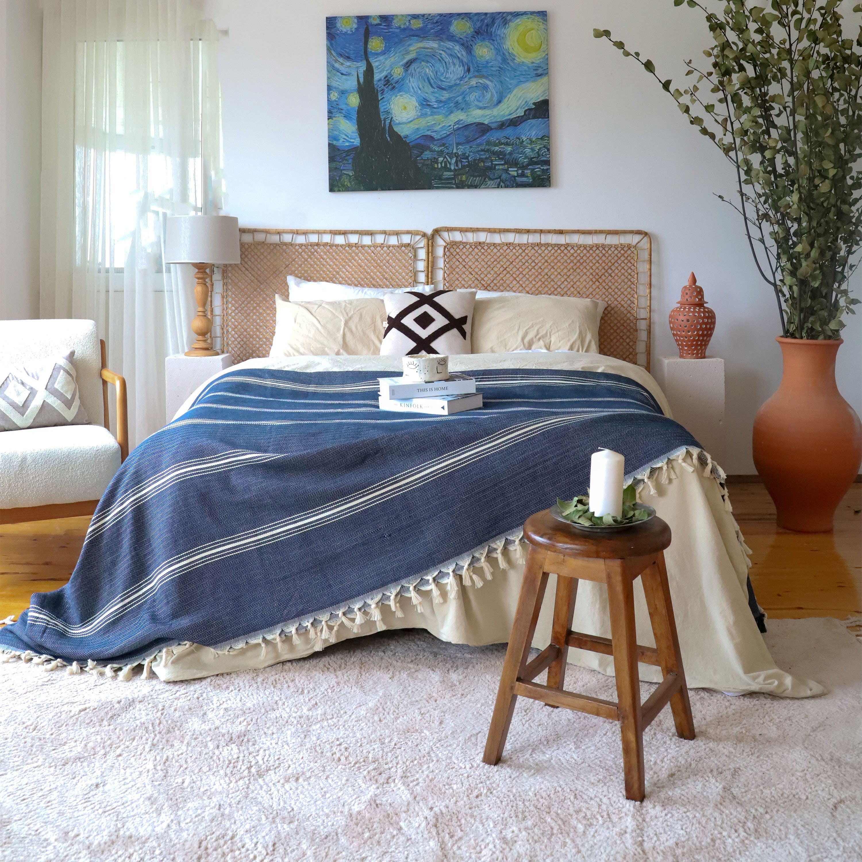 Soft Boho Blanket | Bedspread | 100% Turkish Cotton